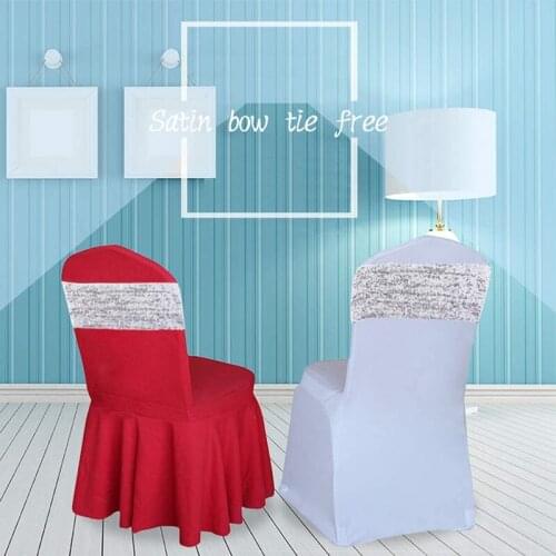 Chair Bows Stretch Sparkling Chair Bands Decorative Bows for Wedding Banquet Party Event Chair Cover Decor Ties