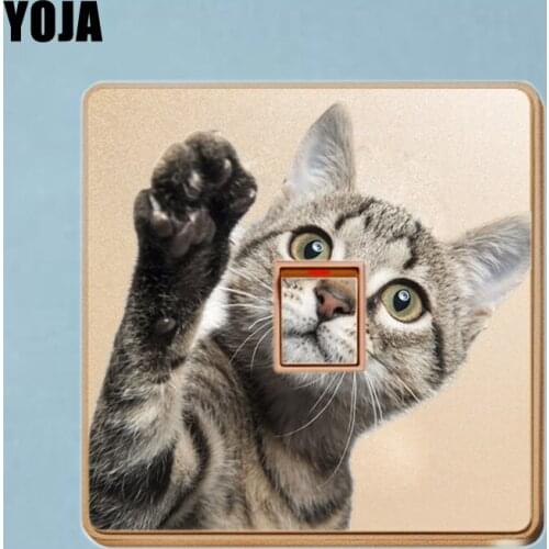 YOJA Waving Cat Creative Switch Wall Sticker Colored Personalized 8SS0105