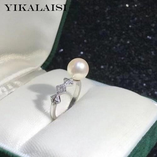 YIKALAISI 925 Sterling Silver Rings Jewelry For Women 8-9mm Round Natural Freshwater Pearl Rings 2021 Fine New Wholesales