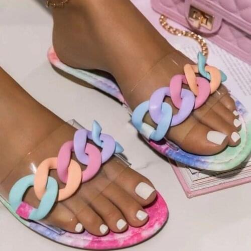 2021 Summer Beach Slides Women Sexy Roman Transparent Sandals Flat Outdoor Shoes Woman Slippers Breathable Summer Woman Shoe