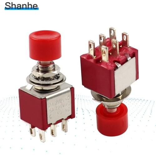 2pcs 6mm Push Button Switch ON-(ON ) 6pins Toggle Switch PS-202