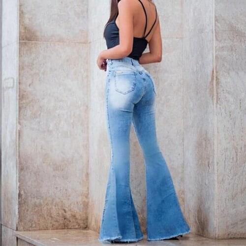 2020 Waterwashed Plus Size Skinny Denim Pants Ladies Boyfriend Mom Jeans Trousers Vintage High Waist Flare Jeans Women Winter