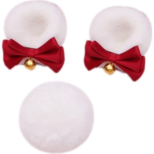 3pcs/Set Handmade Faux Fur Bear Ears Bowknot Alligator Hair Clips with Round Animal Tail Anime Lolita Furry Plush Hairpin