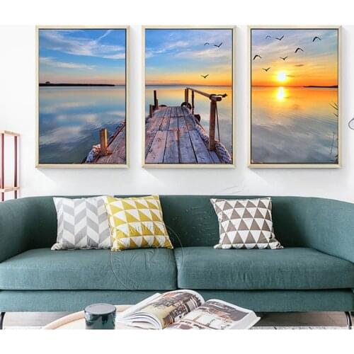 3Pcs Seascape Canvas Painting Print On Canvas Posters Nordic Style Landscape Modern Wall Art Pictures For Living Room Unframed