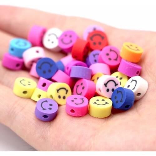 40pcs/lot Mix Color Smile Beads Smiling Face Clay Spacer Beads For Jewelry Making DIY Necklace Bracelet Earring Jewelry Findings