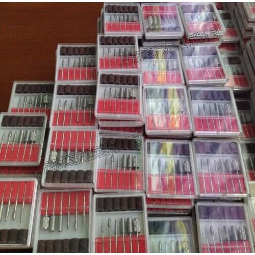 5Sets/Lot Nail Art Supplies Electric Drill Bit 6 Standing Grinding Head Decor+6PCS BITS+6PCS Sand Grinding each box