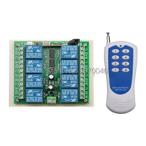 8CH DC 12V rf home automation remote control switch 433MHZ transmitter and recevier wireless switch Radio smart home control