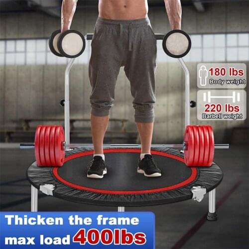 40 Inches Trampoline Bouncing Bed Foldable Jumping Sport Fitness Exercise Yoga With Handle Bar Kids Adults Circular Trampolines