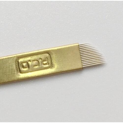 Free Shipping 50Pcs/Lot PCD 14 pins Tattoo Needles Bevel Microblading Needles for Permanet Make Up Eyebrow Manual Tattoo Pen