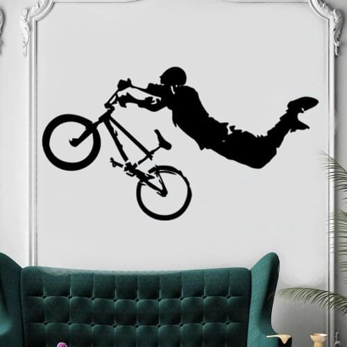 BMX Bike Bicycle Sport Wall Art Decor Vinyl Decor Art Stickers Decal Stickers For Living Room Vinyl Removable FM-117