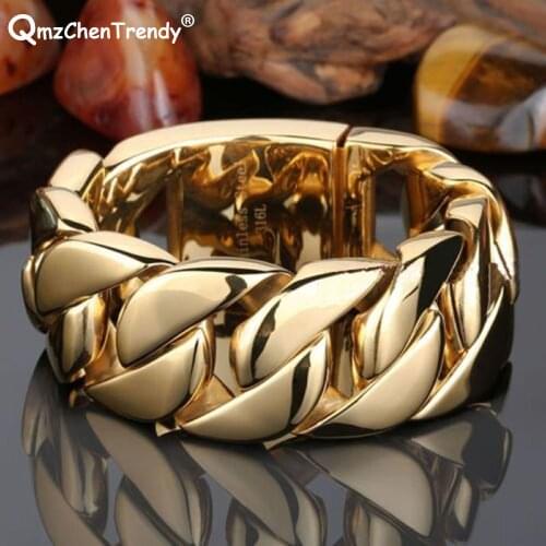 30mm Stainless Steel Mens Oversize Heavy Curb Cuban Chain Bracelets Rapper Exaggerated Hip hop Men Bangle Jewelry