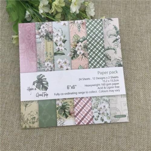 24 sheet 6"X6"Have a Good Trip flower patterned paper Scrapbooking paper pack handmade craft paper craft Background pad