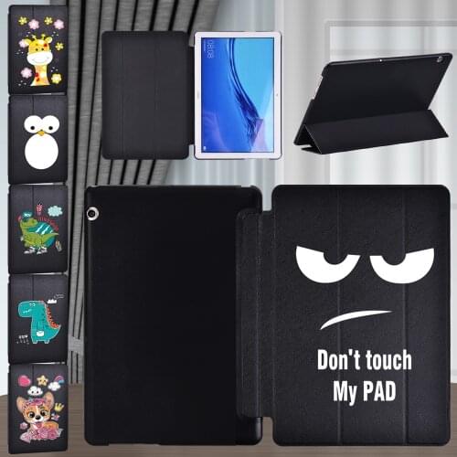 For Huawei MediaPad T3 10 9.6" AGS-W09/L09/L03 Cover Case for MediaPad T5 10 10.1" Cute Cartoon Foldable Tri-fold Tablet Case