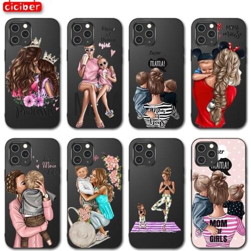 Super Mom Girl Boy Case For iPhone 12 11 Pro Max Mini Cover for iPhone X XR XS MAX 7 8 6 6S Plus 5S SE 2020 Soft TPU Phone Funda