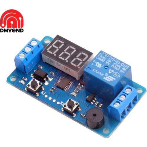 Digital LED Display Timer Delay Relay Board DC 12V Control Module Programmable Timer Switch Trigger PLC Automation Car Buzzer