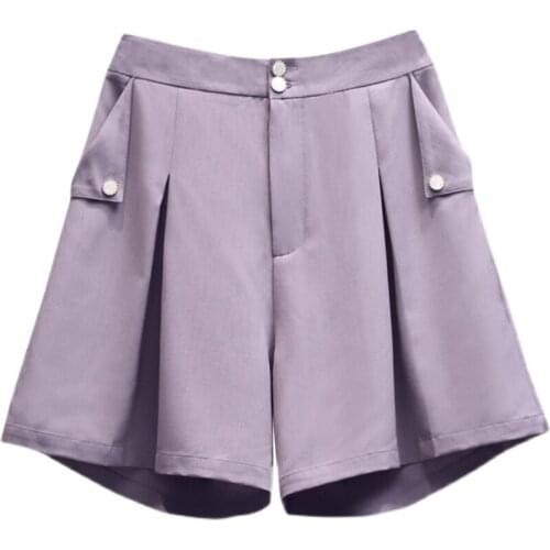 Black Purple Suit Wide Leg Plus Size 5Xl Large Fashion Basic High Waist Summer WomenS Casual Cycling Clothing Shorts 2021