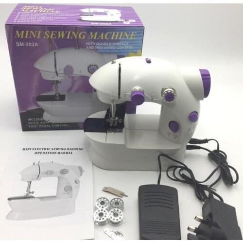 20pcs/lot Mini Electric Handheld Sewing Machine Dual Speed Adjustment Light Foot AC100-240V Double Threads Pendal Sewing Machine