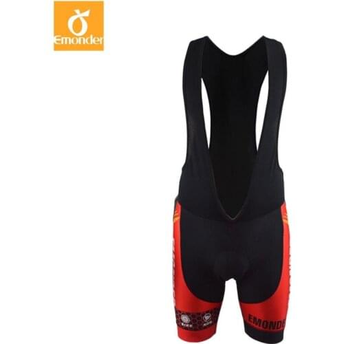 EMONDER Men Cycling Padded Bib Shorts Pro Fit Summer 12D Pad Breathable Cycling Clothings high quality Italy Silicon grippers a