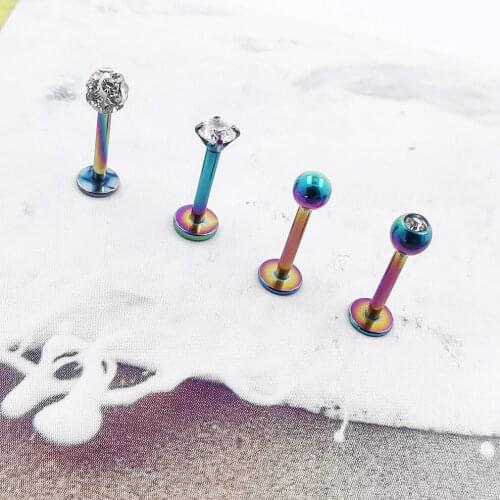 JHJT 16G Lip Studs 316L Surgical Stainless Steel Cubic Zirconia Labret Stud Cartilage Earring Piercing Ring