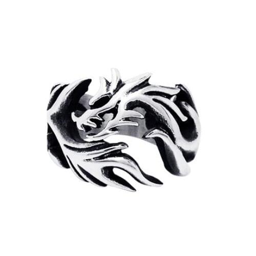 6~14# Classic Cool Ring, Titanium 316L Stainless Steel Legend of Dragon style Ring Jewelry Never Fade