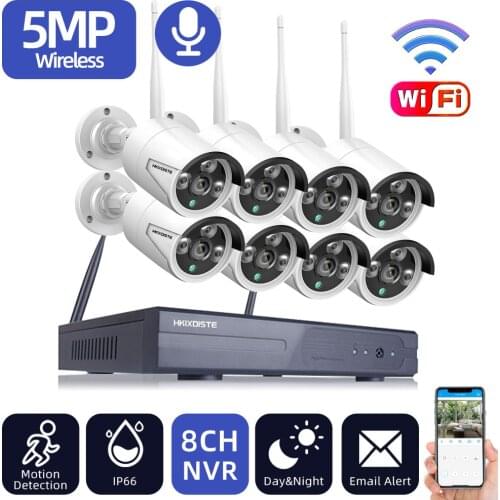 Wifi CCTV Camera Security System Kit 8CH 5MP Wireless NVR Kit Outdoor Night Vision Wifi IP Camera Video Surveillance System Set