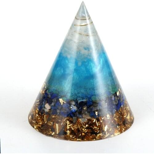 Chip Stone Cone Statement Orgonite Pyramid 5-7cm Large Energy Orgone Pyramid Home Office Decor Resin Reiki Gift Decoration