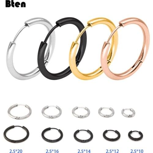1 pair Women/Man Stainless Steel Small Hoops Earring Piercing Ear Cartilage Tragus Simple Thin Circle Anti-allergic Ear Buckle