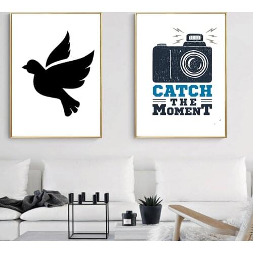 Minimalist Abstract Bird Deer Camera Canvas Poster Black And White Quotes Print Wall Art Painting Pictures Modern Home Decor