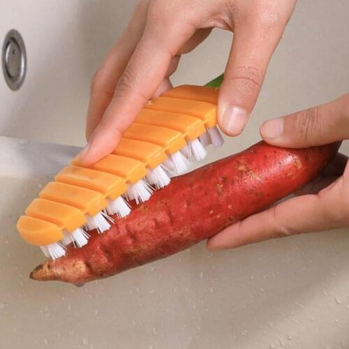 Kitchen Vegetable Cleaning Brush Multifunctional Cute Carrot-Shaped Gap Cleaning Fine Brush Potato Scrubber