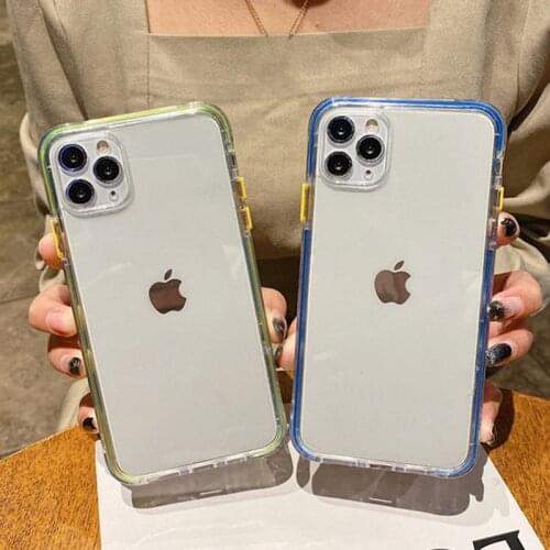 Moskado Contrast Color Frame Phone Case For iPhone 12 Pro Max 11 Pro Max X XR XS Max 7 8 6 Plus SE 2020 Clear Hard PC Back Cover