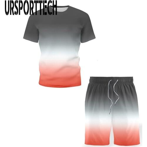 2021 Summer New Tracksuit Men Sets Casual Men Set 2 Pieces Man Suit Sportswear Short Sleeve T-shirt Shorts Joggers Set Oversize