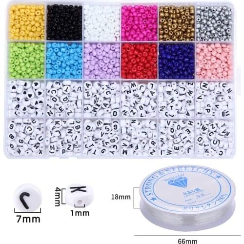 24 Grid A-Z Acrylic English Letter Beads Kit For Jewelry Making Diy Bracelet Necklace Beads Diy Accessories Glass Seed Beads Set