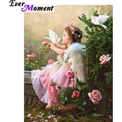 Ever Moment 5d Crystal Diamond Embroidery Painting Girl Kissing White Dove Diamond Painting Diamond Mosaic Kits Picture ASF618