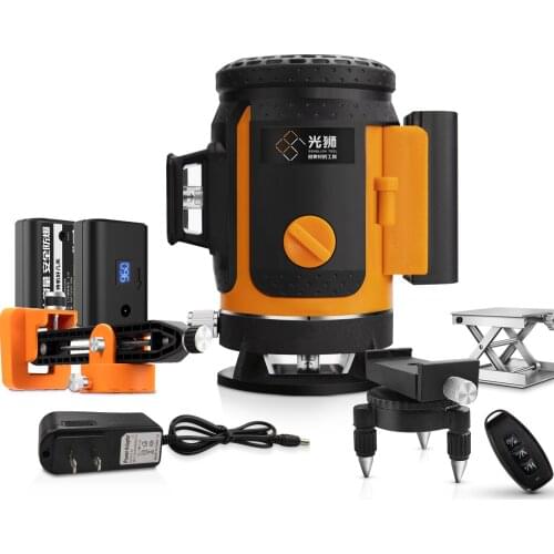 Mini Laser Level 12 Lines 3d Self-Leveling 360 Green Thin Line with The Upper Wall Bracket for Engineering Home Renovation