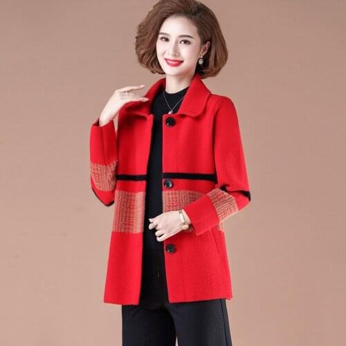 New Autumn Winter Long Jacket Coat Double-sided cashmere coat Middle-aged women Woolen coat Female Plus size Casual Overcoat 6XL