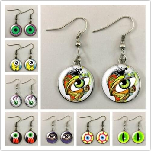 New Devil Longan Charming Pendant Lady Earrings Antique Bronze Alloy Glass Pendant Fashion Lady Earrings