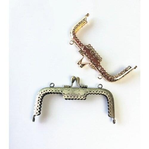 Wholesale 10PCS 12.5cm square embossing purse frame Kiss Clasp DIY Kiss Lock bag Accessories Bronze/gold