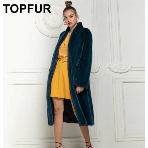 TOPFUR Real Fur Coat Women Genuine Leather Jacket Women Real Fur Vintage Dark Green Coats Plus Size Manteau Femme Real Fur LN003