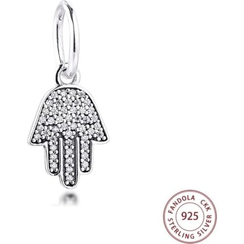 Fits Original Pandora Bracelets 925 Sterling Silver Symbol of Protection Hand Charm Beads DIY Jewelry Making for Women perles