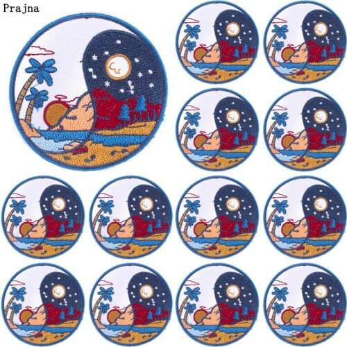 Prajna 10 PCS Outdoor Travel Patches On Clothes Applique Space Iron On Embroidered Patches For Clothing Stickers Round Badges