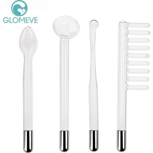 4/1Pcs High Frequency Electrotherapy Glass Nozzle Attachment Tubes for Face Massager Purple/Orange Light Face Acne Spot Remover