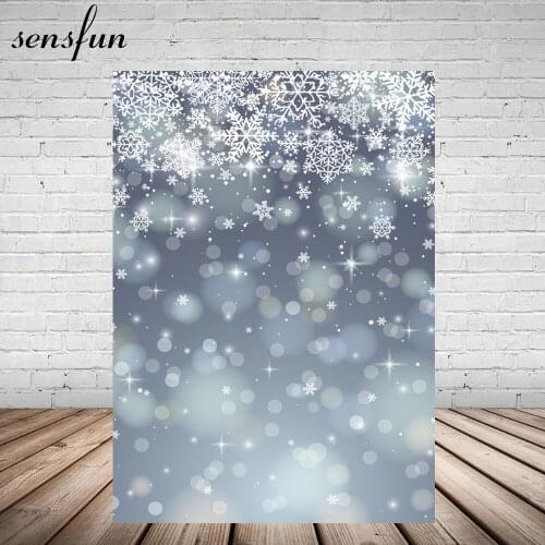 Sensfun Winter White Snowflake Photography Backdrop Bokeh Backgrounds For Photo Studio 5x7ft Customized Vinyl