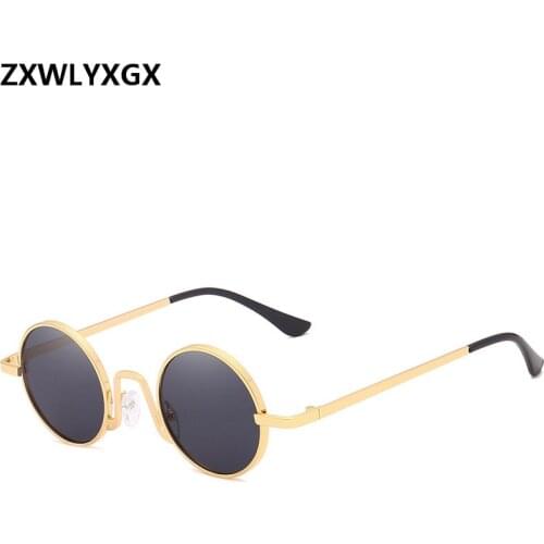 2021 Vintage Men Sunglasses Women Retro Punk Style Round Metal Frame Colorful Lens Sun Glasses Fashion Eyewear Gafas sol mujer