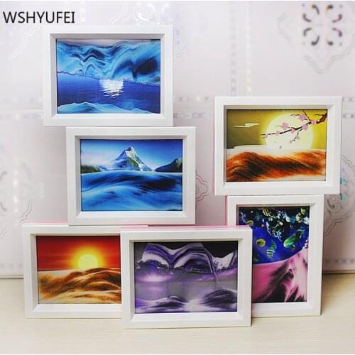 Modern Home Decorations Crafts 3D Landscape Quicksand Painting Living Room Ornament Glass Hourglass Moving Sand Picture Gifts