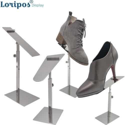 Stainless Steel Shoe Rack Shoes Holder Bracket Shoes Display Stand Men Women Shoes Riser Pallet Table Display Tray Metal Rack
