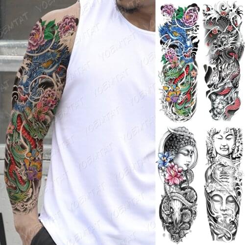 Large Arm Sleeve Tattoo Japanese Traditional Dragon Waterproof Temporary Tatto Sticker Totem Body Art Full Fake Tatoo Women Men