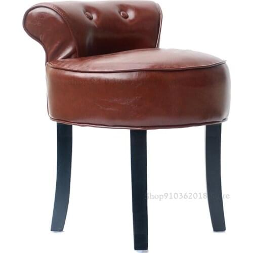 Dressing Stool European Style Retro Makeup Stool Shoe Changing Stool American Sofa Stool Leather Low Stool Makeup Chair Nail Cha