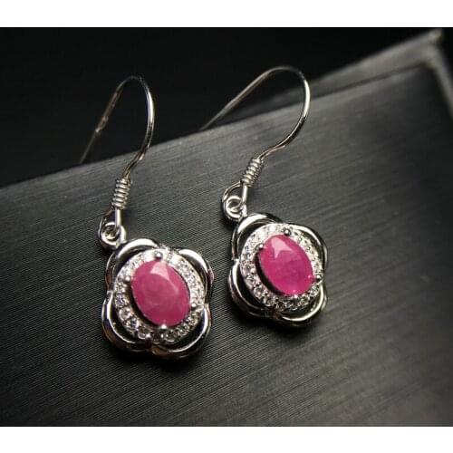 Uloveido Red Ruby Stone Drop Earrings for Women, 925 Sterling Silver Dangle Earrings for Women Girls 20% FR174