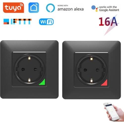 Smart Wall Socket, 16A 110-240V EU Wifi Power Plug Tuya Smart Life APP Voice Remote Control, Works With Google Home Alexa IFTTT