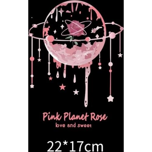 Pink moon silhouette pattern clothing heat transfer size girl sweater DIY decoration design vinyl ironing sticker
